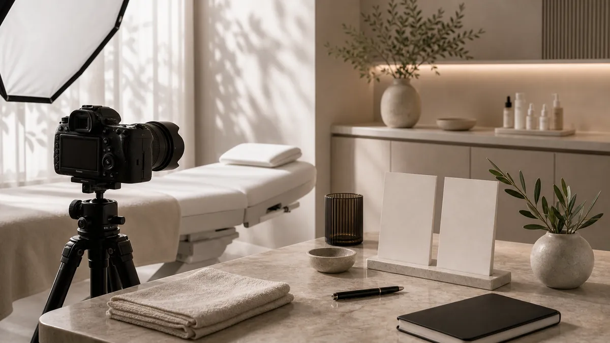 Professional aesthetic clinic content shoot setup