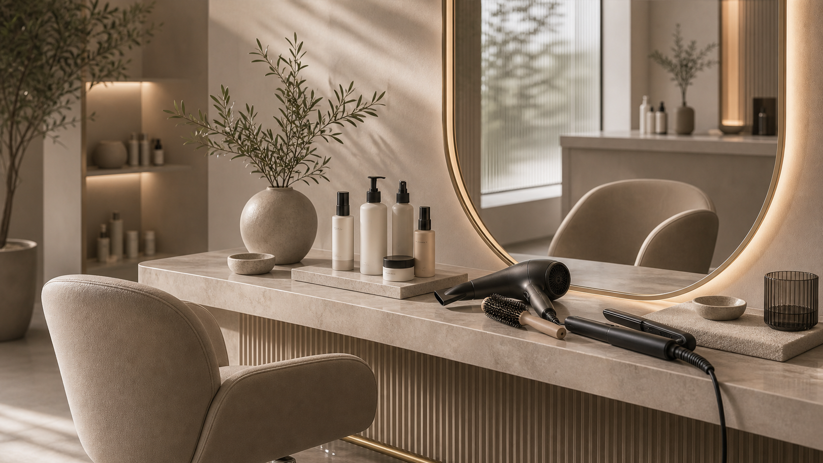 Luxury hair studio social media content setting