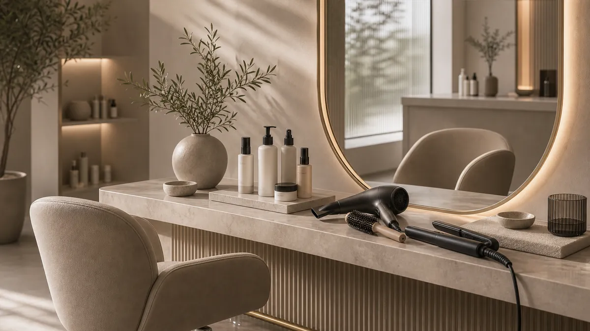 Luxury hair studio social media content setting