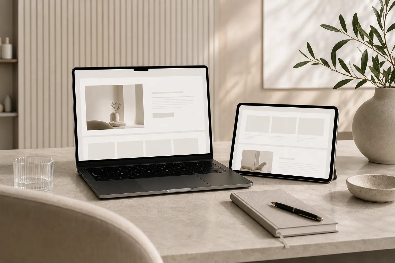 Luxury aesthetic clinic website design workspace
