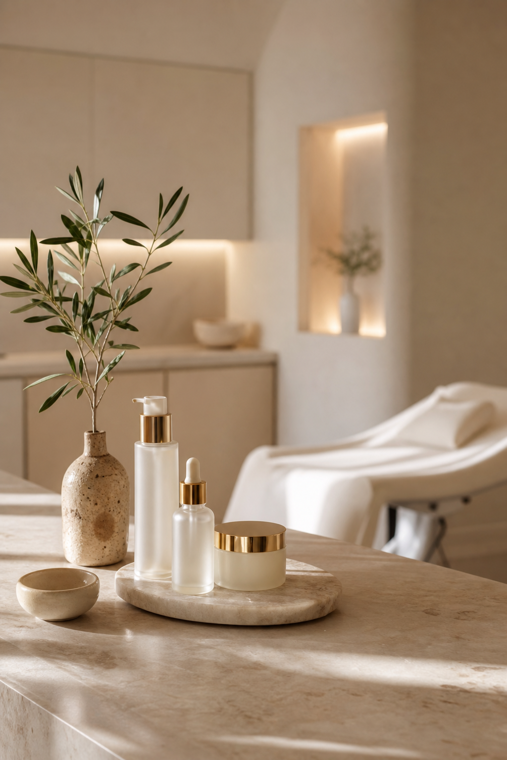 Warm minimalist aesthetic clinic interior