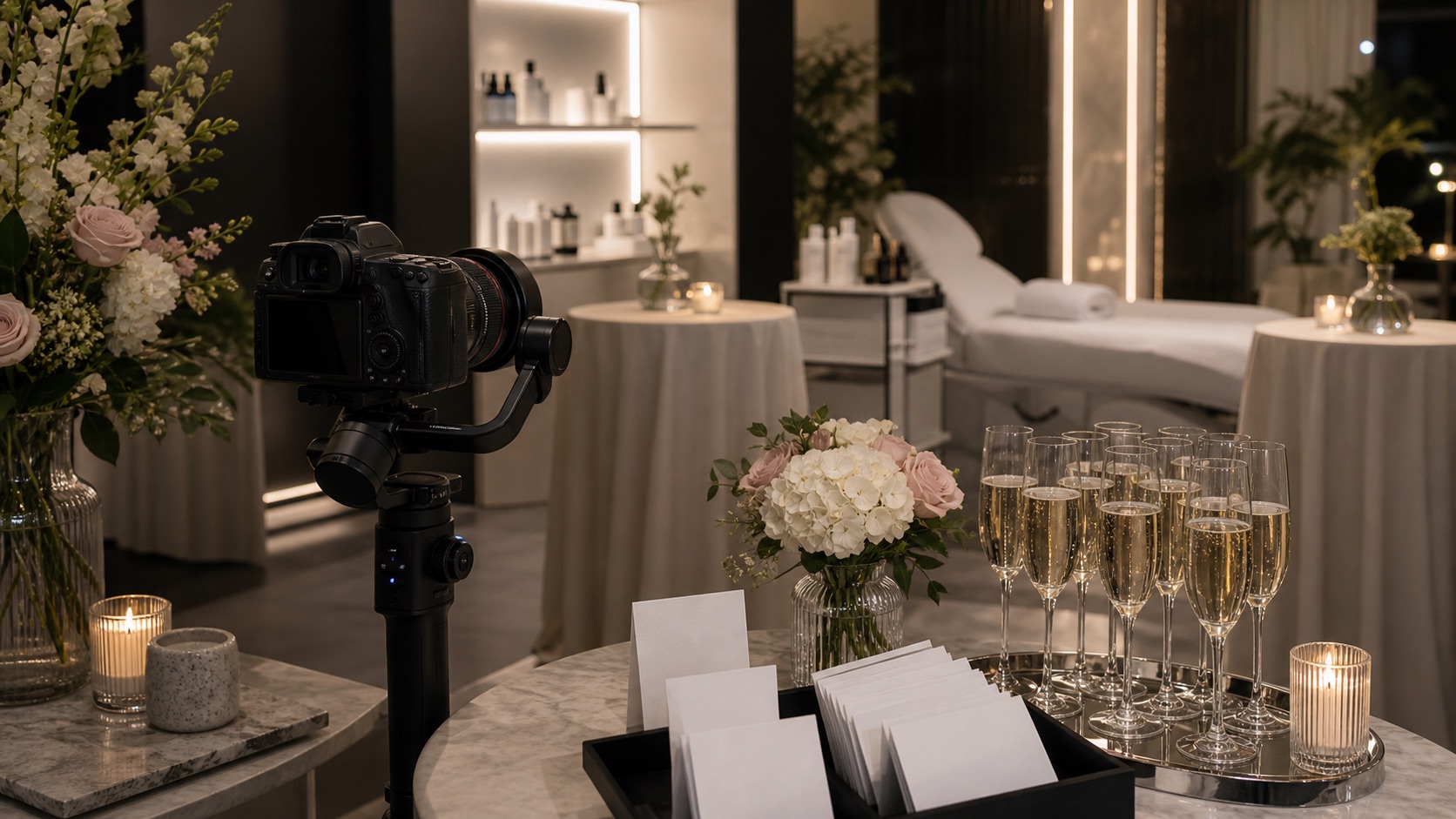 Premium launch event coverage setup for a clinic or beauty brand