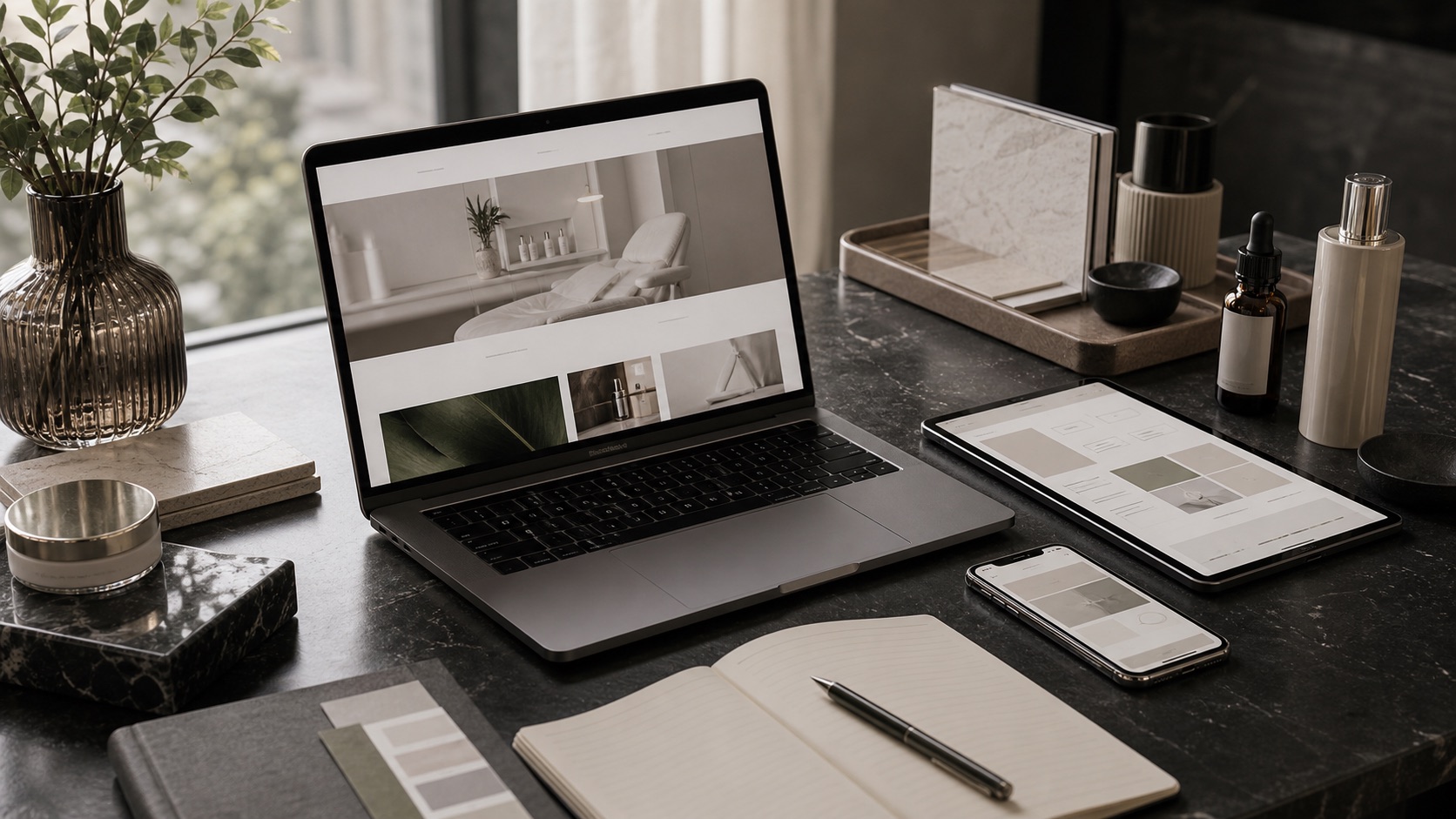 Luxury website creation workspace for a premium clinic brand